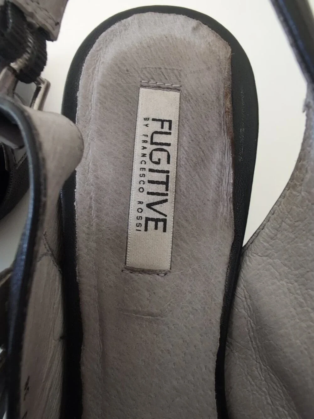 Fugitive by Francesco Rossi Black Leather Slingback Heels Size 38 - Picture 5 of 11